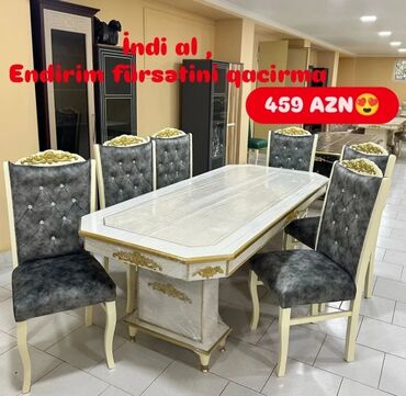 Masa və oturacaq dəstləri: Qonaq otağı üçün, Yeni, Açılmayan, Dördbucaq masa, 6 stul -da lalafo.az — 15 Masa və oturacaq dəstləri: Qonaq otağı üçün, Yeni, Açılmayan, Dördbucaq masa, 6 stul — 15