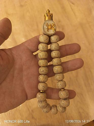 Бижутерия: Təsbeh – əl işi dekorativ başlıqla - Material: qumsov tonlarda, xırda — 1