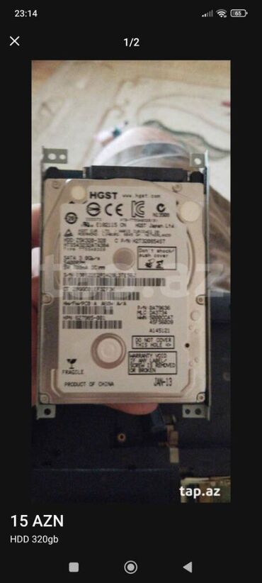 Modemlər və şəbəkə avadanlıqları: Noutbuk ucun hdd 320 gb