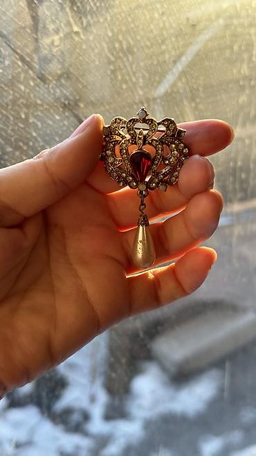 Броши: Брошки СССР РАРИТЕТВИНТАЖНЫЕ Викториянской эпохи,камень красный — 3
