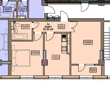 ош продажа 2комнатный квартира: 2 комнаты, 54 м², Элитка, 3 этаж