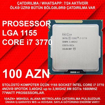 Video oyunlar və konsollar: Prosessor Intel Core i7 Core i7 3770, 3-4 GHz, 8 nüvə, İşlənmiş