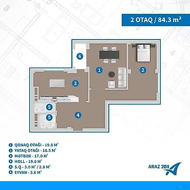 saatlı: 2 otaqlı, Yeni tikili, m. Nəriman Nərimanov, 84 kv. m — 2