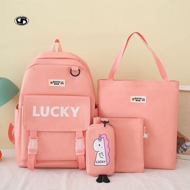 Rukzaklar: Dördlü və beşli çantalar dəsti. Dəstə bir ədəd rəngli və rəngli — 17