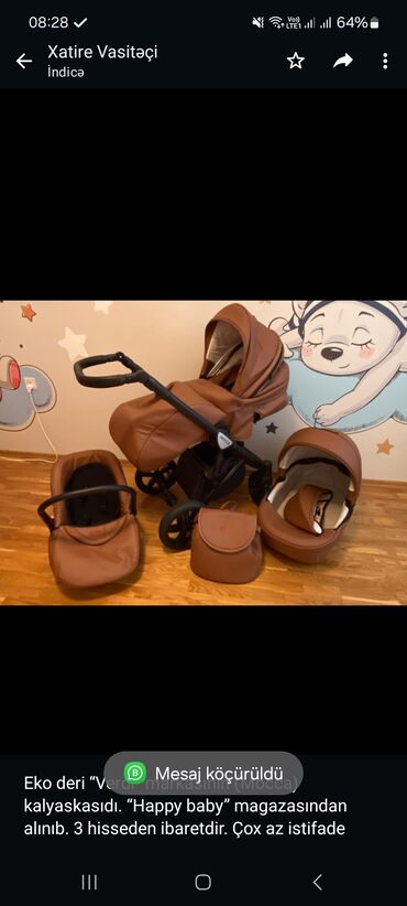 baby jogger city uşaq gəzinti arabası: Eko deri “Verdi” markasının (Mocca) kalyaskasıdı. “Happy baby”