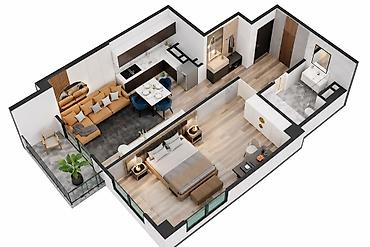 2026: 2 комнаты, 52 м², Аламедин-1 мкр Элитка, 6 этаж, ПСО (под самоотделку) — 2