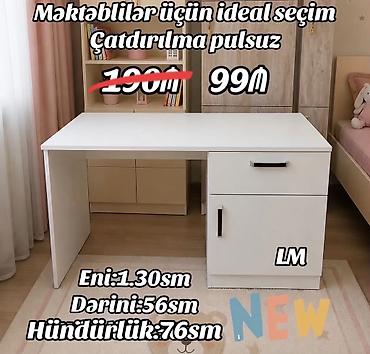 komputer sekli: Məktəblilər üçün ideal yazı masası - Rəng: ağ - Sağ tərəfdə 1 böyük — 1