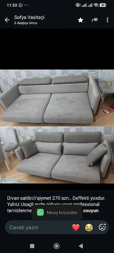 divan temizleme: Divan satilir///qiymet 270 azn. Deffekti yoxdur. Yalniz Usagli evde — 1