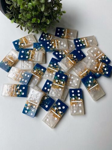 ag tut: Epoksid qatranından hazırlanmış premium domino dəsti (istəyə uyğun