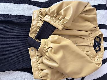 bahar qızı geyimi: Qız uşağı üçün qısa dəri görünümlü jaket - Rəng: açıq karamel/bej - — 1