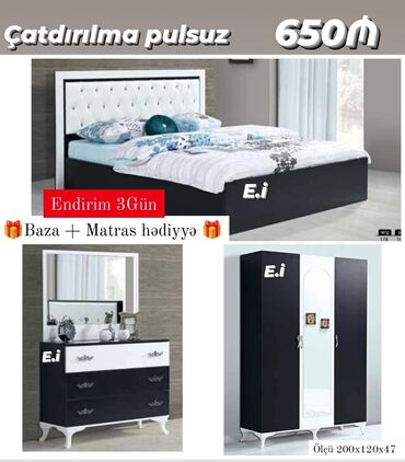 tek neferlik yataq ikinci əl: *Yataq dəsti 650Azn💥 Baza + Matras hədiyyə🤩* ✔️Rəng seçimi var *Şəhər