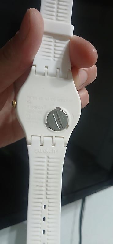 cenevre saat: Swatch saat – şəffaf skeleton üzü və ağ silikon qayış - Brend: Swatch — 3