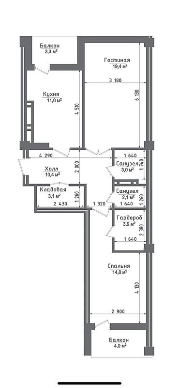 продаю каракол: 2 комнаты, 75 м², парк Фучика Элитка, 5 этаж, ПСО (под самоотделку) — 2