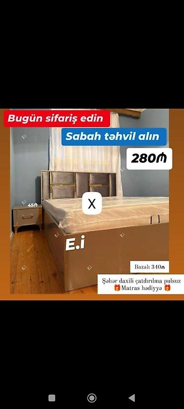 yataq matras: Mebel dəsti – yumşaq başlıqlı çarpayı və tumba - Rəng — 1