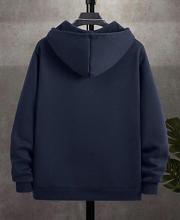 kişi godekceleri: Unisex kapüşonlu zipli svitşot - Rəng: tünd göy (navy) - Model: tam — 2