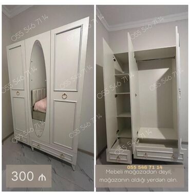 guzgulu dolablar: Yeni, 3 qapılı Düz dolab, Qarderob, paltar dolabı