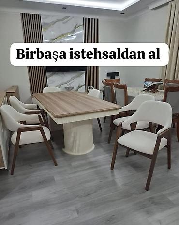 Yemək otağı dəsti – birbaşa istehsaldan - Masa: Diktəli/laminat üst