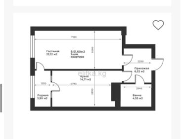 Продажа квартир: 1 комната, 51 м², Элитка, 6 этаж, ПСО (под самоотделку)