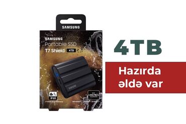 Комплектующие для ПК и ноутбуков: Samsung T7 Shield 4TB. Özünün real ölçüsü çox balacadır. Çox suretli