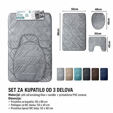 KMT Trodelni komplet reljefnih prostirki od flanela za toalet 298301