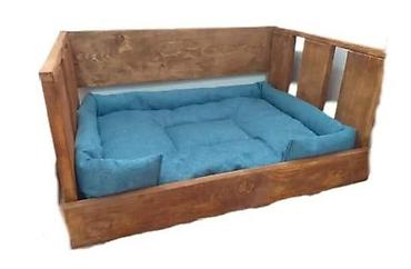 Oprema za kućne ljubimce: Drveni krevet za pse sa integrisanim postoljem za činije - — 1