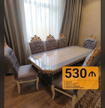 l masalar: Qonaq otağı üçün, Yeni, Açılmayan, Dördbucaq masa, 6 stul — 1