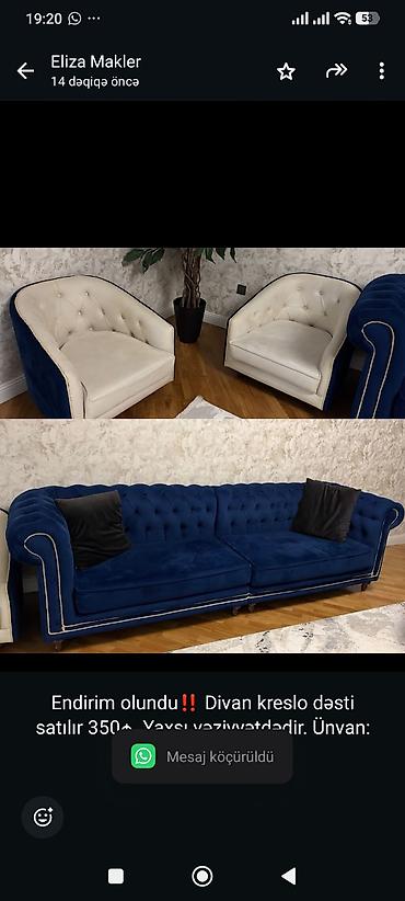 Endirim olundu‼️ Divan kreslo dəsti satılır 350₼. Yaxşı vəziyyətdədir