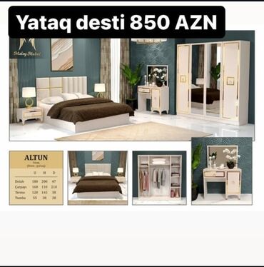 Yataq otağı dəstləri: İkinəfərlik çarpayı, Dolab, Termo, 2 tumba, Azərbaycan, Yeni — 11