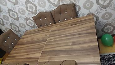 ucuz yataq: Qonaq otağı üçün, İşlənmiş, Açılan, Kvadrat masa, 6 stul — 4