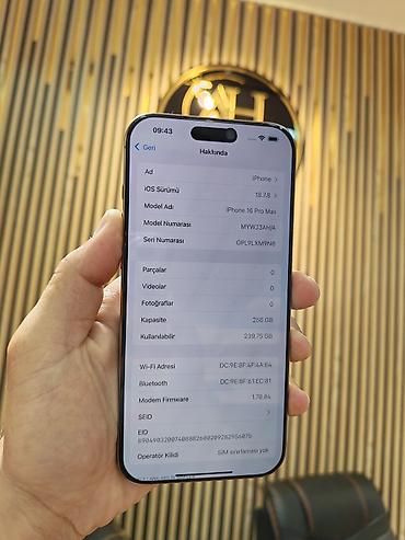 iphone max: IPhone 16 Pro Max, 256 GB, Desert Titanium, Face ID, Sənədlərlə, Zəmanət — 2