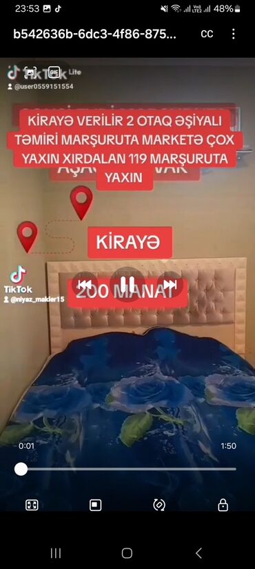 goycayda kiraye evler 2022: 2 otaq əşiyalı verilir Xırdalan