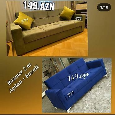 Диваны: 🌹ENDİRİMMM🌹Tək divan 149azn açilan bazali uzunu 2.10sm reng seçimi var — 5