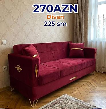 Divanlar: Divan – 225 sm Qiymət: 270 AZN - Rəng: Bordo - Material: Yumşaq — 1