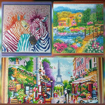 документы на урал: Собранные алмазные мозайки а рамке. Первая картина 30 х 30 Вторая 40