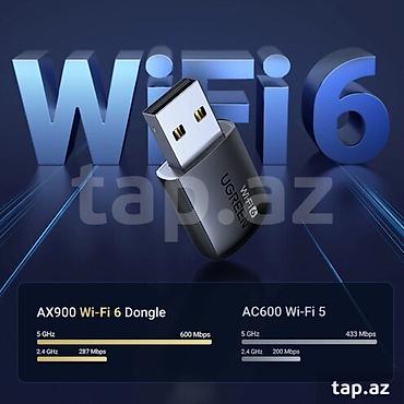 wi fi adapter: UGREEN WiFi 6 USB adapter (AX900 Wi‑Fi 6 Dongle) - Standart: Wi‑Fi 6 — 1