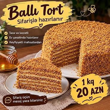 Şirniyyat məhsulları: Ballı Tort – sifarişlə hazırlanır - Təzə və ləzzətli - Ev şəraitində — 1