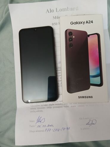 samsung telefon ucuz: Samsung Galaxy A24 4G, 128 GB, rəng - Bənövşəyi, Barmaq izi