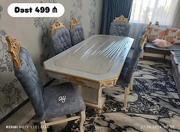 oturacaq: Qonaq otağı üçün, Yeni, Açılmayan, Dördbucaq masa, 6 stul — 1