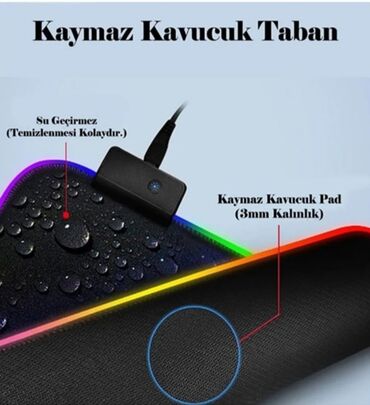 komputer pultu: RGB mousepad yenidir bağlı qutuda su keçirməz rahat təmizlənir 12
