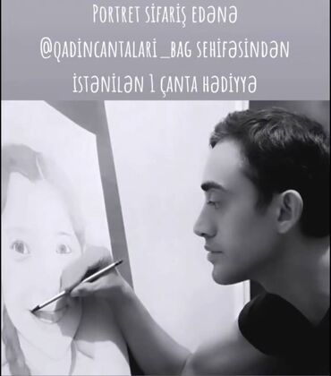 Sifarişlə əl işləri: Portret sifariş edənə 2 çanta hədiyyə