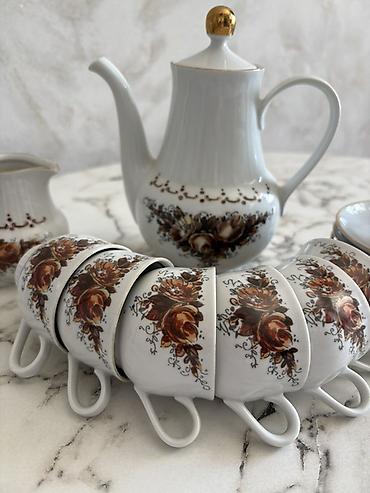 Qab-qacaq və mətbəx ləvazimatları: Çay dəsti, rəng - Ağ, Farfor, 6 nəfərlik, Almaniya — 3