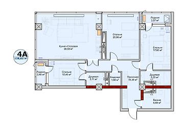 2023: 4 комнаты, 127 м², Элитка, 11 этаж, ПСО (под самоотделку) — 2