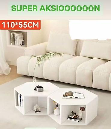 ormari yisk: Modularni šestougaoni klub-sto sa policama - Dimenzije seta: 110 × 55 — 1