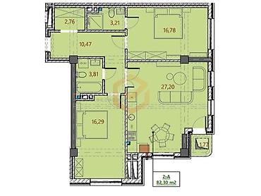 Продажа квартир: 2 комнаты, 80 м², Орто-Сай с. Элитка, 6 этаж, ПСО (под самоотделку) — 5