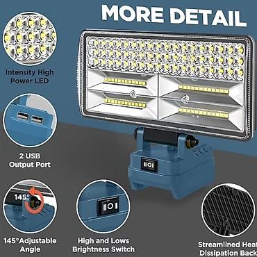 60x60 led panel: LED iş proyektoru – Makita 18V akkumulyatorları ilə uyğundur — 3