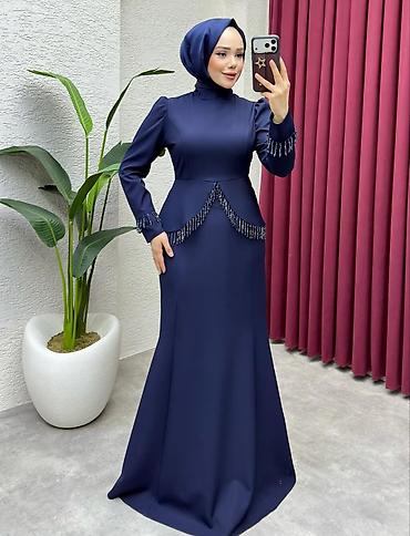hicab donu: Zərif detallı, uzun qollu maxi ziyafət donu – hicab tərzinə uyğun — 7