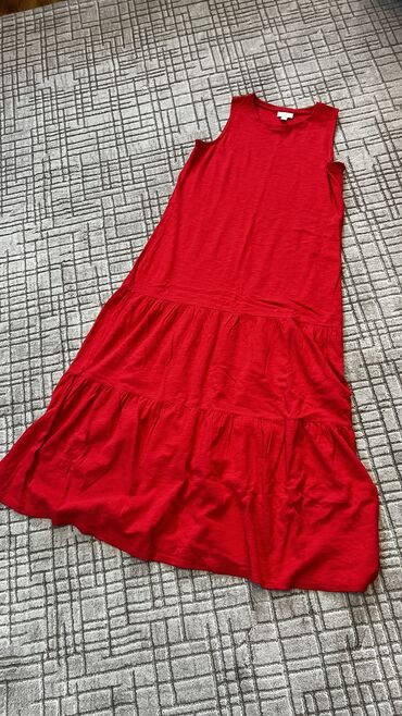 платье красное: Повседневное платье, Лето, Длинная модель, M (EU 38)
