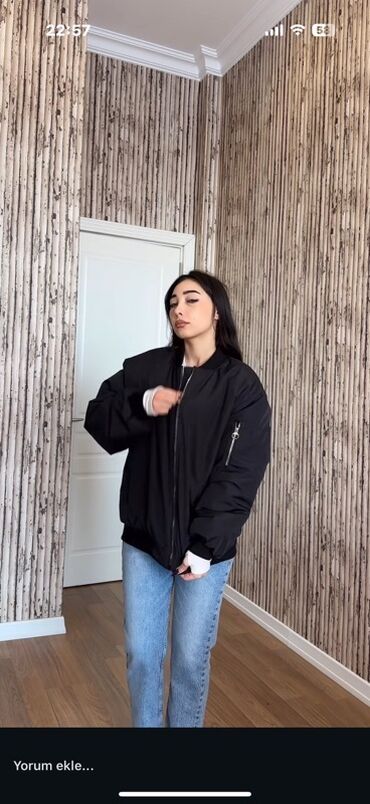 Kurtkalar: Unisex bomber gödəkçə - Model: oversize bomber - Rənglər: qara - — 3