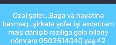 28 mall iş elanları: Mən Muradov vüqar 42 yaşim var kimin bag və evə baxmaga işçiyə