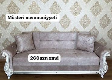 Klassik üslubda 3 nəfərlik divan - Rəng: açıq boz - Material